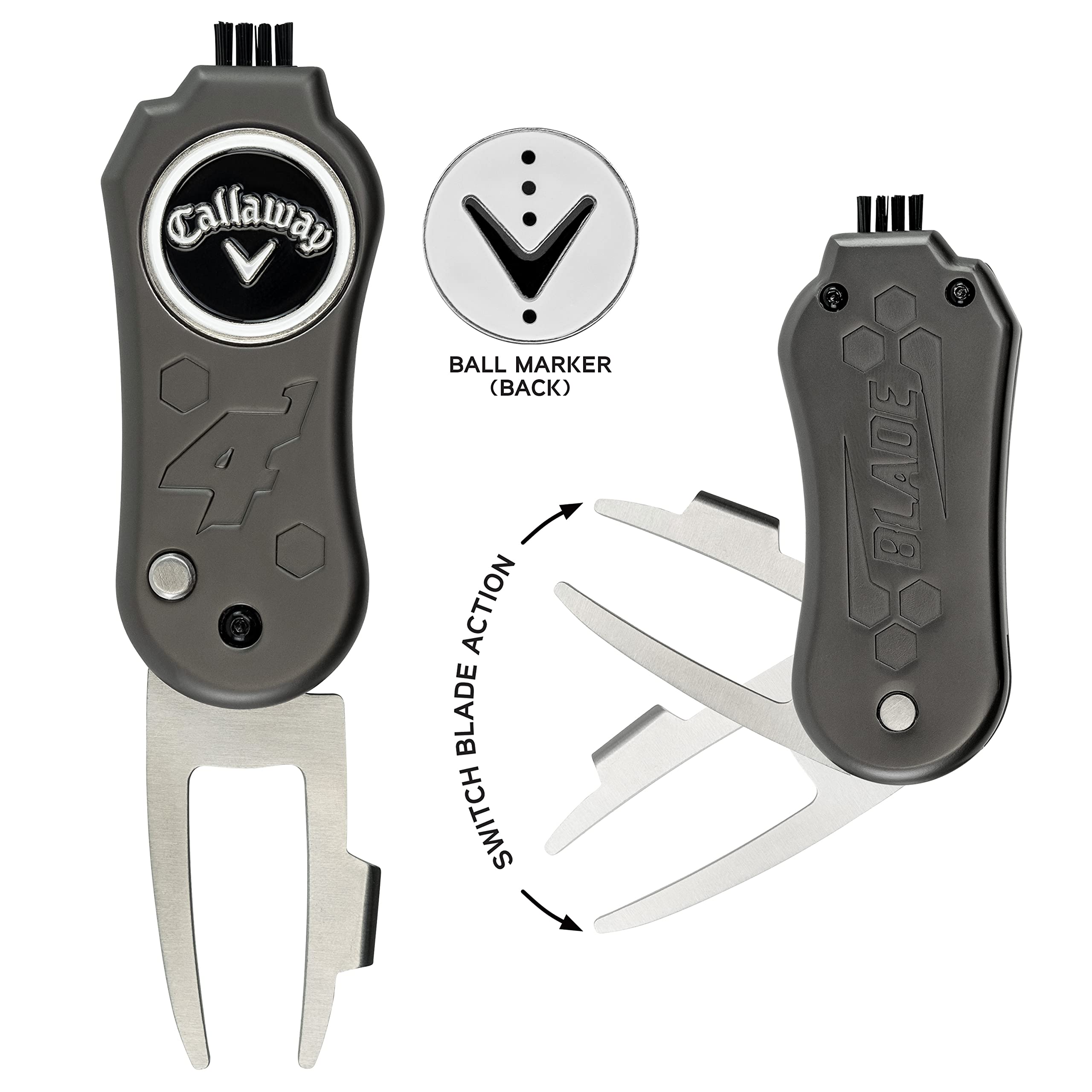 Callaway 4-in-1 Blade Divot Repair Tool - Black Switch Blade